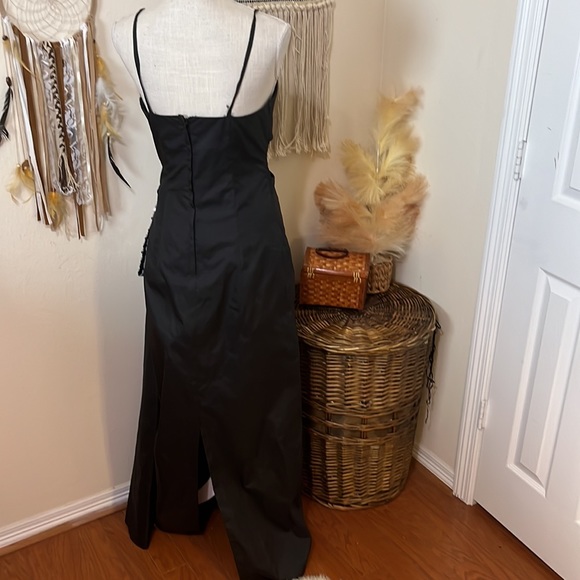 Vintage Black & Silver Dress/ Side Train/ Alice Designs - Picture 9 of 11